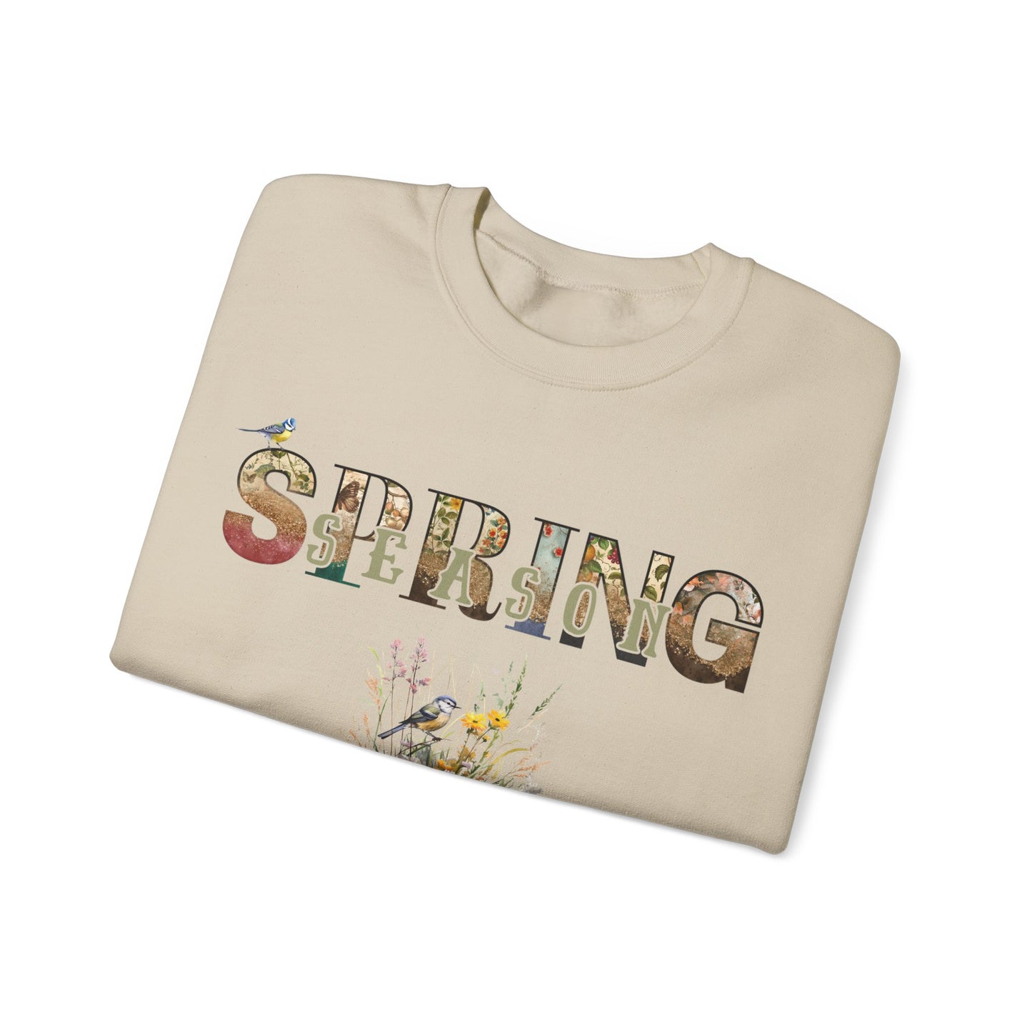 Spring Season Heavy Blend Crewneck Sweatshirt - Warm Unisex Jumper Women, Cozy Pullover for Springtime, Soft Cotton Blend