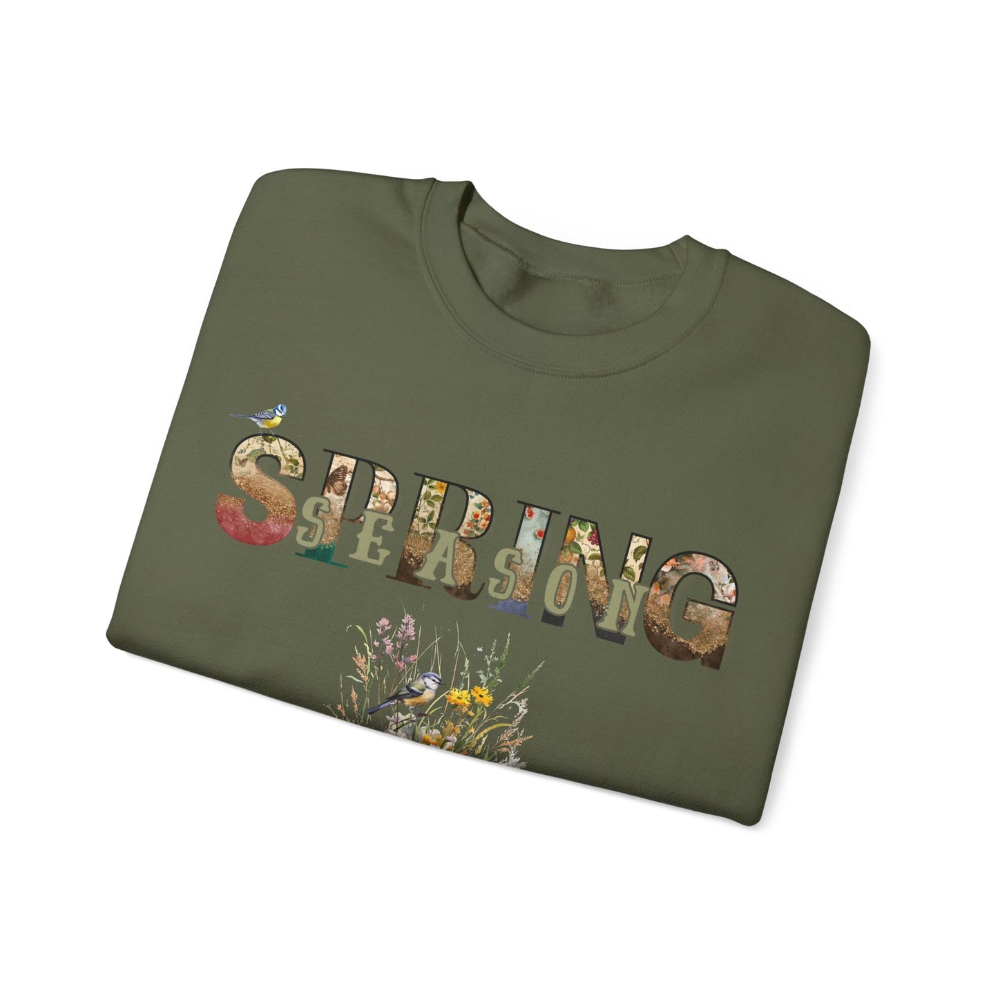 Spring Season Heavy Blend Crewneck Sweatshirt - Warm Unisex Jumper Women, Cozy Pullover for Springtime, Soft Cotton Blend