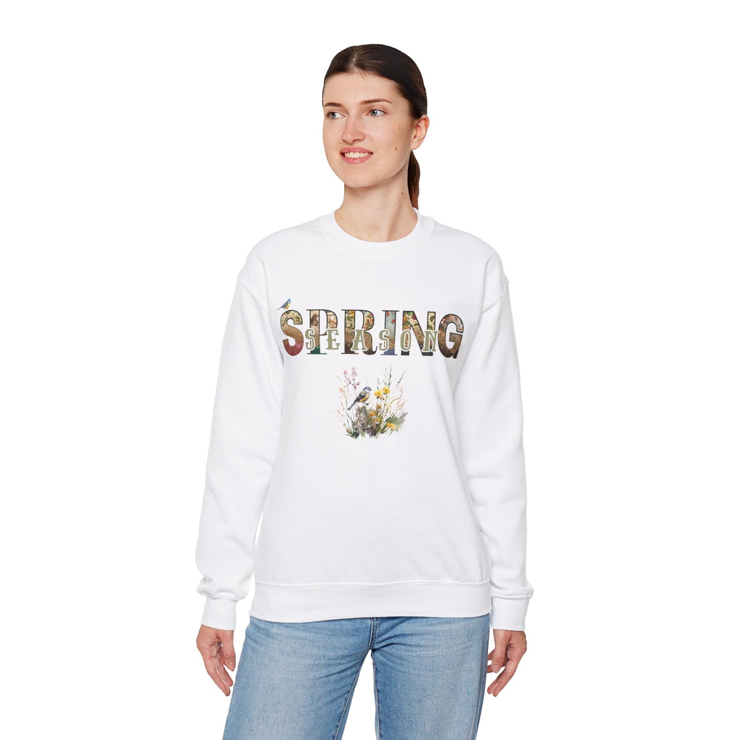 Spring Season Heavy Blend Crewneck Sweatshirt - Warm Unisex Jumper Women, Cozy Pullover for Springtime, Soft Cotton Blend