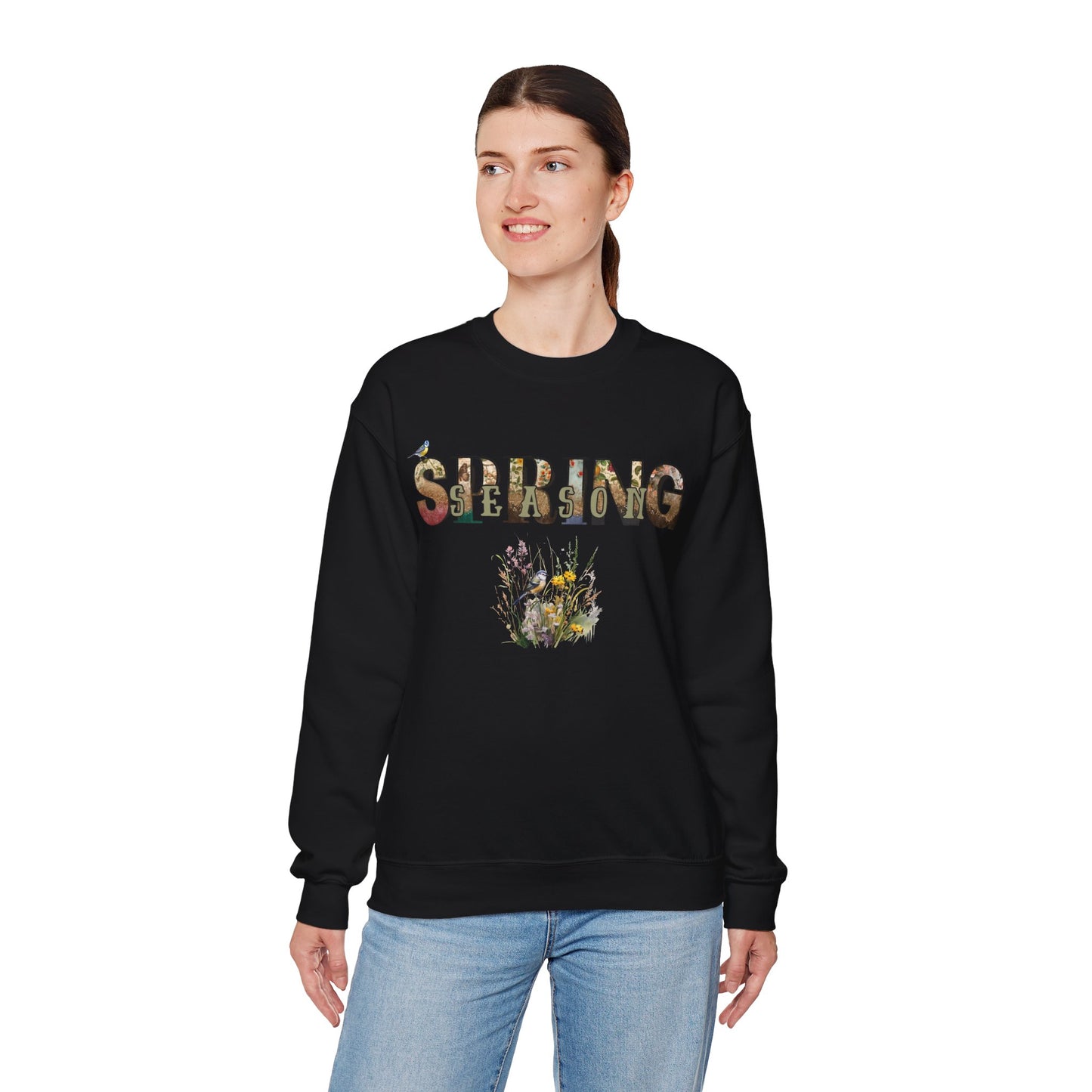 Spring Season Heavy Blend Crewneck Sweatshirt - Warm Unisex Jumper Women, Cozy Pullover for Springtime, Soft Cotton Blend