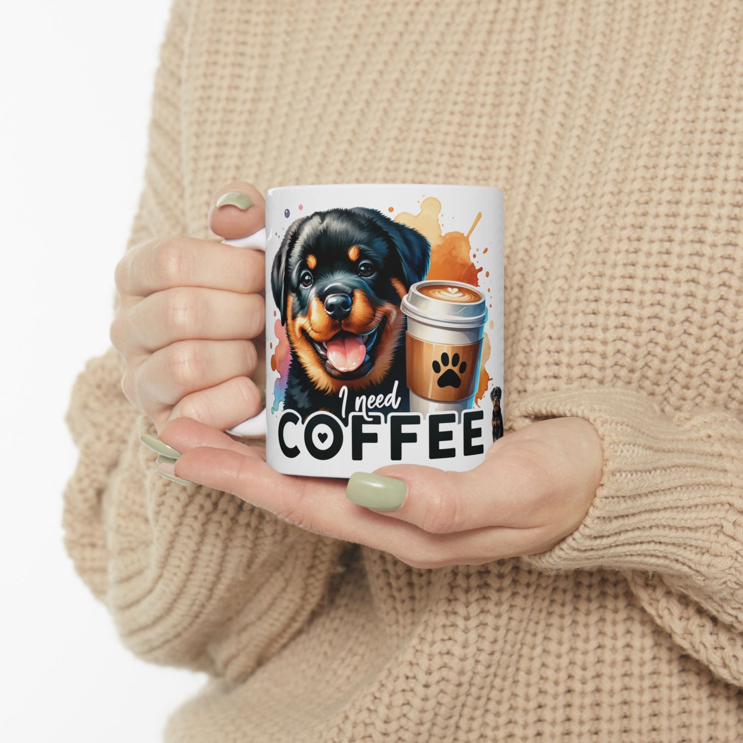 Rottweiler Ceramic Mug, Dog and Tea Coffee Lover Gift, 11oz 15oz Cup for Pet Owners, Animal Enthusiast Present, Funny Dog Quote, Pet Parent