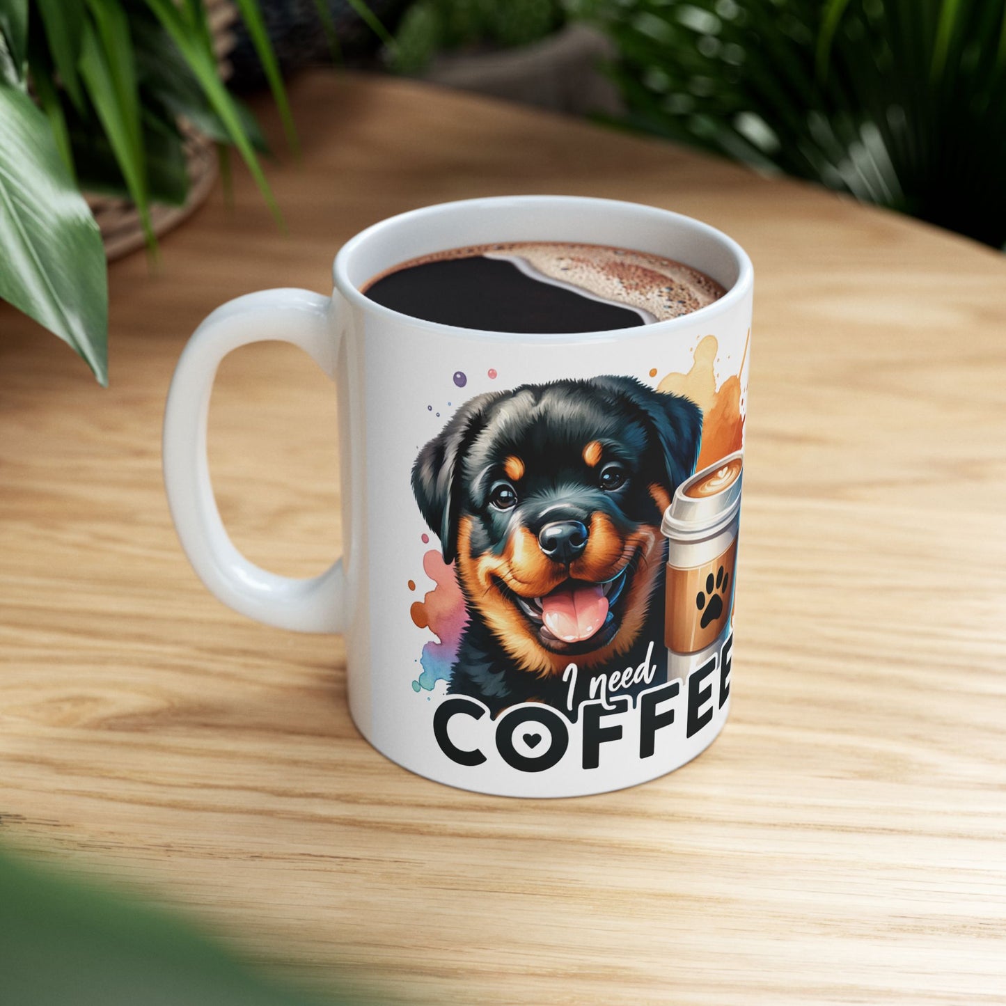 Rottweiler Ceramic Mug, Dog and Tea Coffee Lover Gift, 11oz 15oz Cup for Pet Owners, Animal Enthusiast Present, Funny Dog Quote, Pet Parent