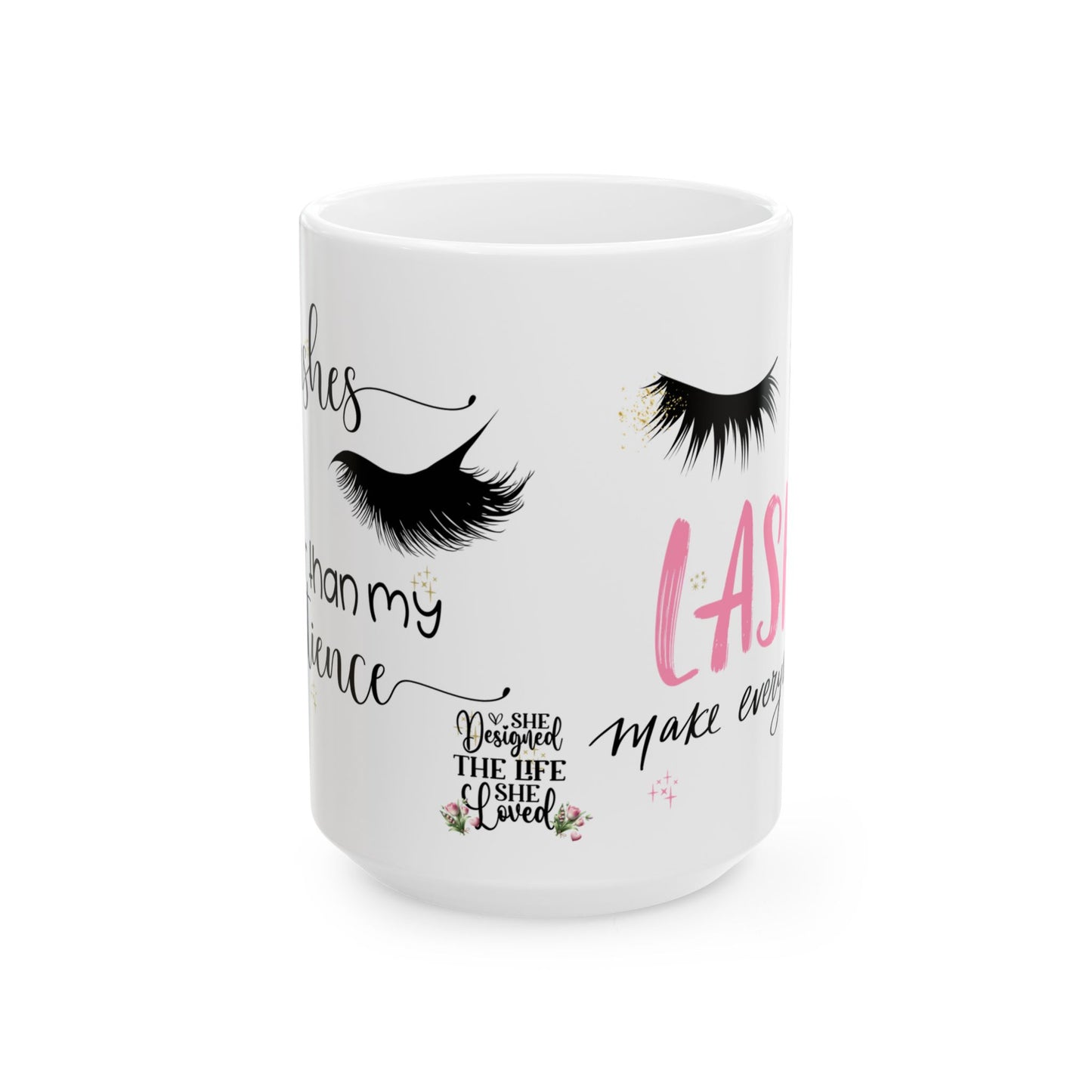 Eyelashes Ceramic Mug, Coffee & Tea Lover Gift, Eyes Lashes Lovers Cup, 11oz, 15oz, Cute Makeup Mug