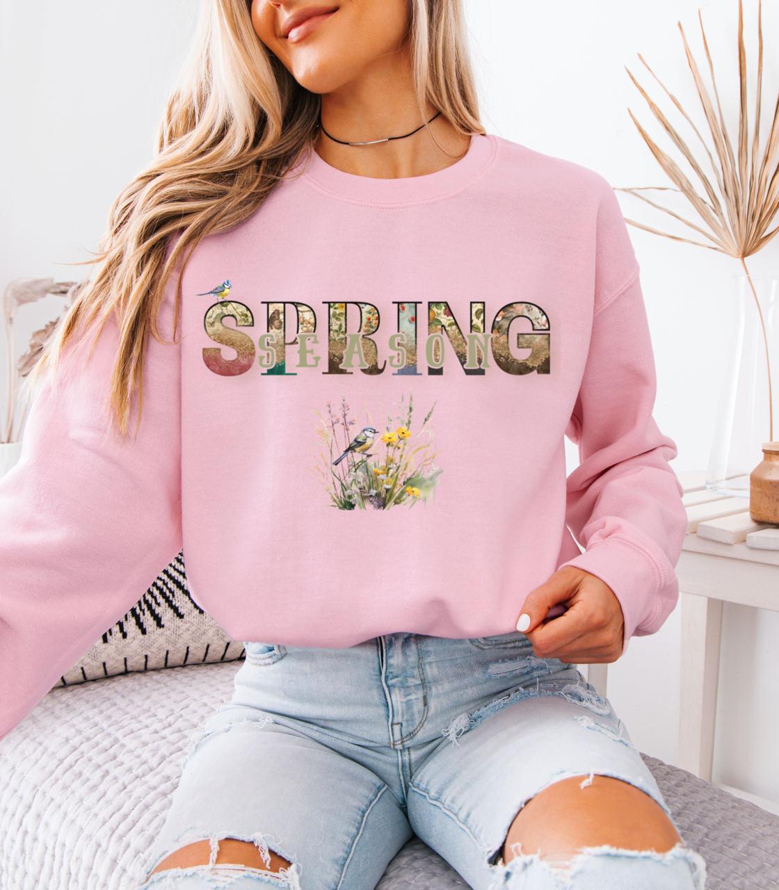 Spring Season Heavy Blend Crewneck Sweatshirt - Warm Unisex Jumper  Women, Cozy Pullover for Springtime, Soft Cotton Blend