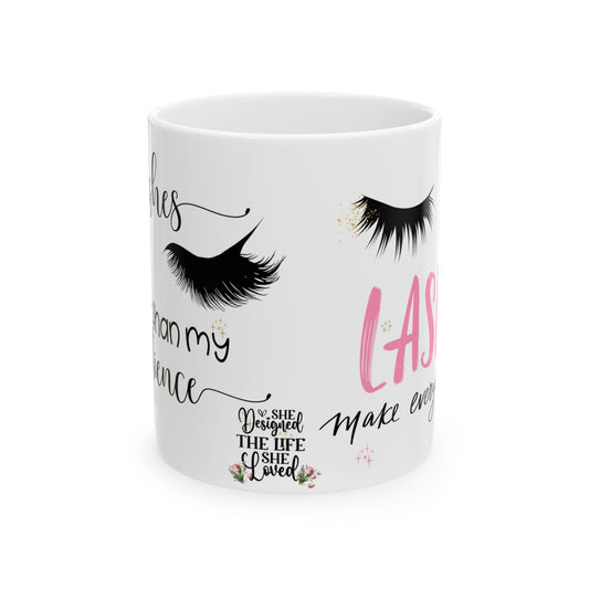 Eyelashes Ceramic Mug, Coffee & Tea Lover Gift, Eyes Lashes Lovers Cup, 11oz, 15oz, Cute Makeup Mug