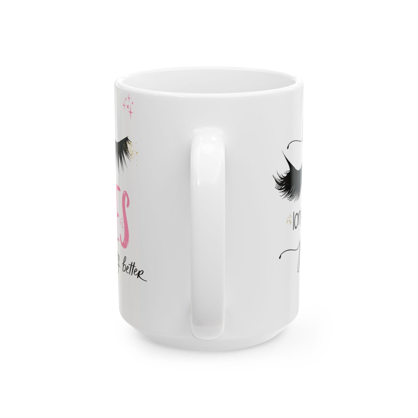 Eyelashes Ceramic Mug, Coffee & Tea Lover Gift, Eyes Lashes Lovers Cup, 11oz, 15oz, Cute Makeup Mug