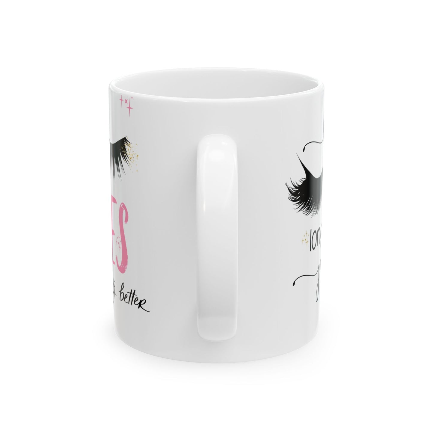 Eyelashes Ceramic Mug, Coffee & Tea Lover Gift, Eyes Lashes Lovers Cup, 11oz, 15oz, Cute Makeup Mug