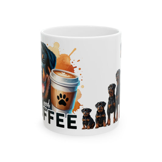 Rottweiler Ceramic Mug, Dog and Tea Coffee Lover Gift, 11oz 15oz Cup for Pet Owners, Animal Enthusiast Present, Funny Dog Quote, Pet Parent